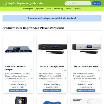 Screenshot mp3-player-vergleich.de