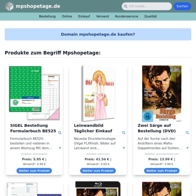 Screenshot mpshopetage.de