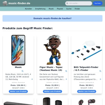 Screenshot music-finder.de