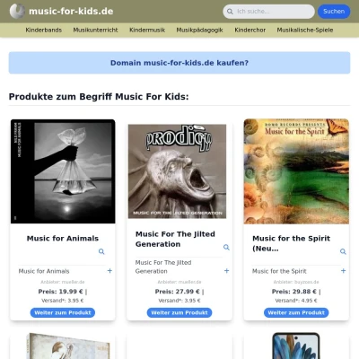 Screenshot music-for-kids.de