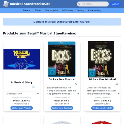 Screenshot musical-staedtereise.de