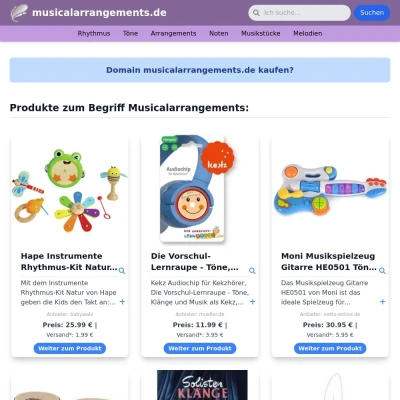 Screenshot musicalarrangements.de