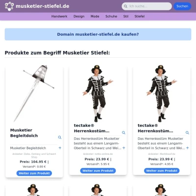 Screenshot musketier-stiefel.de