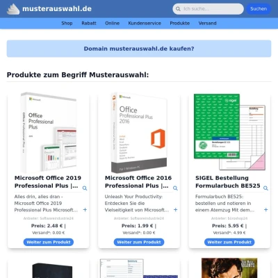 Screenshot musterauswahl.de