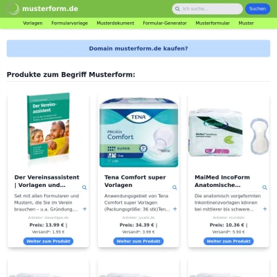 Screenshot musterform.de