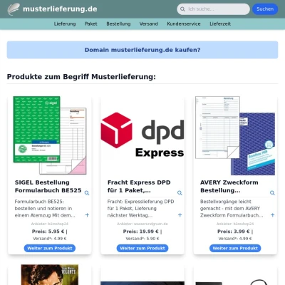 Screenshot musterlieferung.de