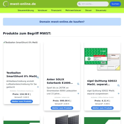 Screenshot mwst-online.de