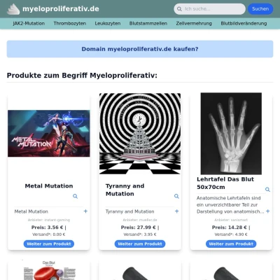 Screenshot myeloproliferativ.de