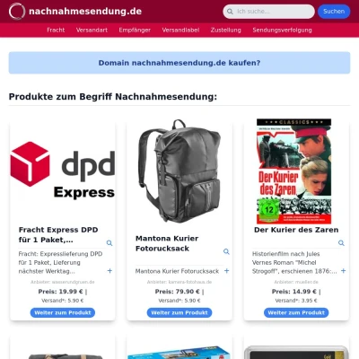 Screenshot nachnahmesendung.de