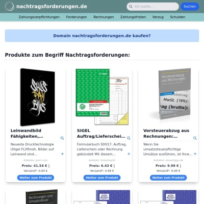 Screenshot nachtragsforderungen.de