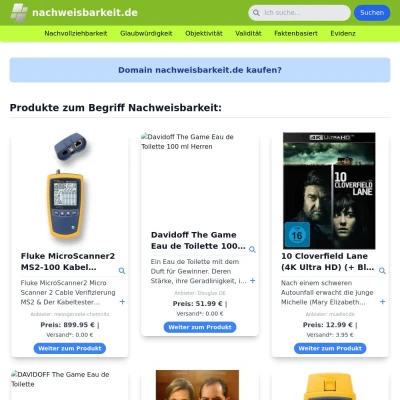 Screenshot nachweisbarkeit.de