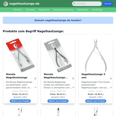 Screenshot nagelhautzange.de