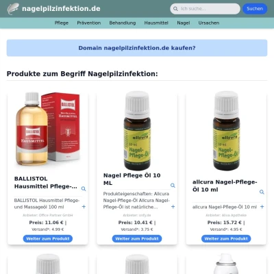 Screenshot nagelpilzinfektion.de