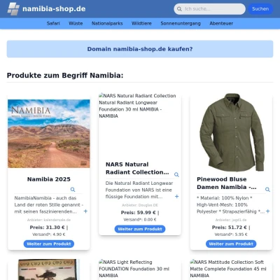 Screenshot namibia-shop.de