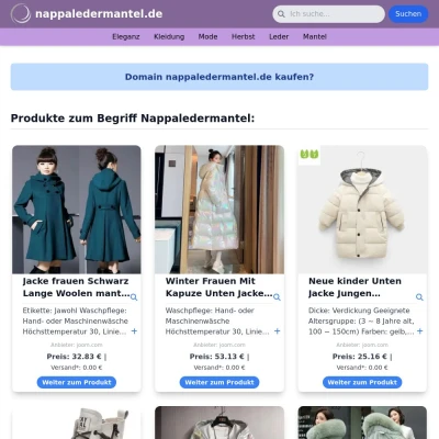 Screenshot nappaledermantel.de