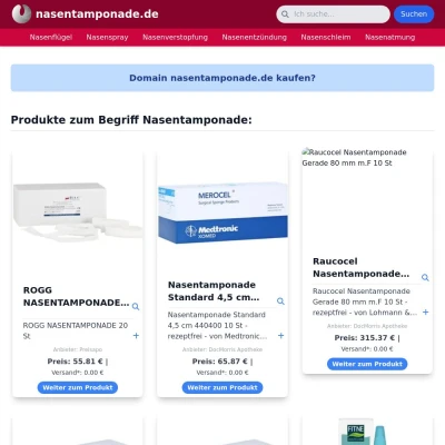 Screenshot nasentamponade.de