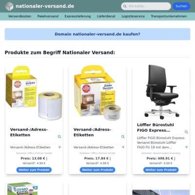 Screenshot nationaler-versand.de