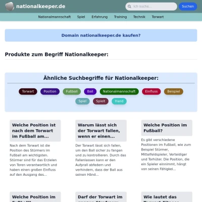 Screenshot nationalkeeper.de