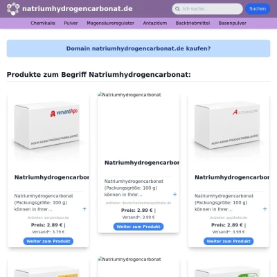 Screenshot natriumhydrogencarbonat.de