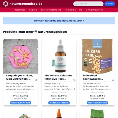 Screenshot naturerzeugnisse.de