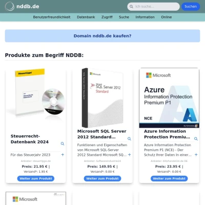 Screenshot nddb.de