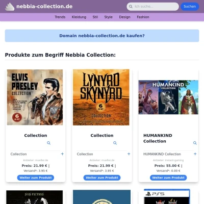 Screenshot nebbia-collection.de