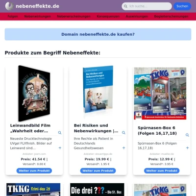 Screenshot nebeneffekte.de