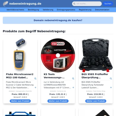 Screenshot nebeneintragung.de