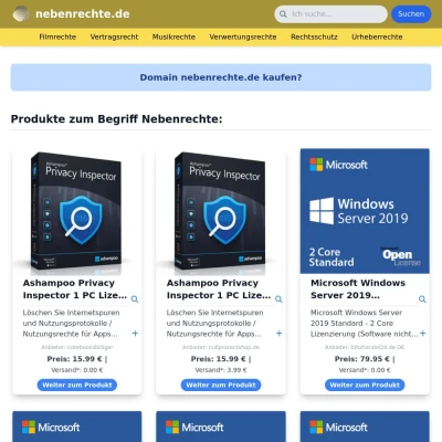 Screenshot nebenrechte.de