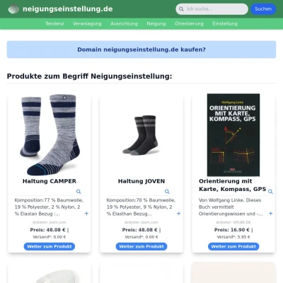 Screenshot neigungseinstellung.de