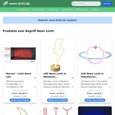 Screenshot neon-licht.de