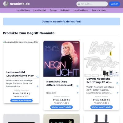 Screenshot neoninfo.de