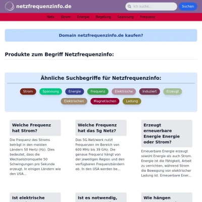 Screenshot netzfrequenzinfo.de