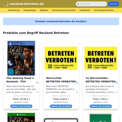 Screenshot neuland-betreten.de