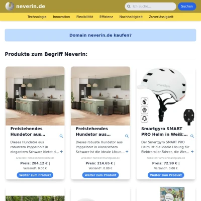 Screenshot neverin.de