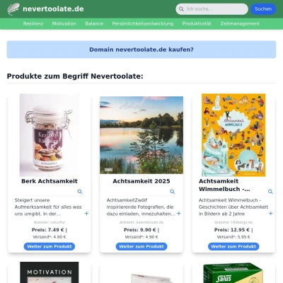 Screenshot nevertoolate.de