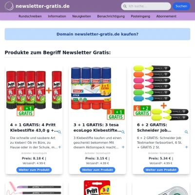 Screenshot newsletter-gratis.de