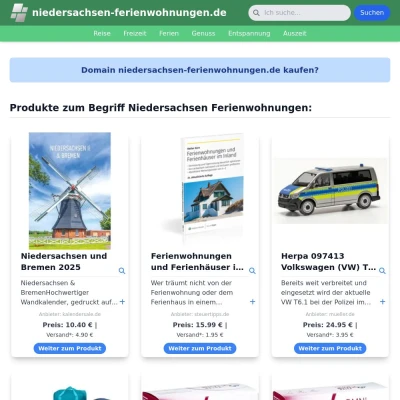 Screenshot niedersachsen-ferienwohnungen.de