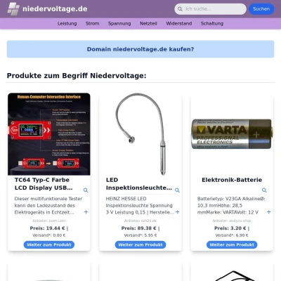 Screenshot niedervoltage.de