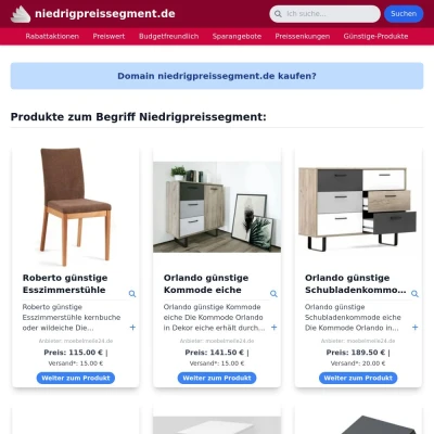 Screenshot niedrigpreissegment.de