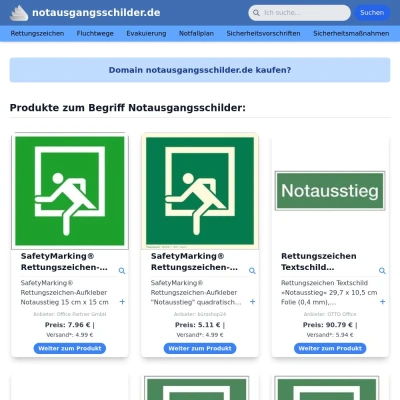 Screenshot notausgangsschilder.de