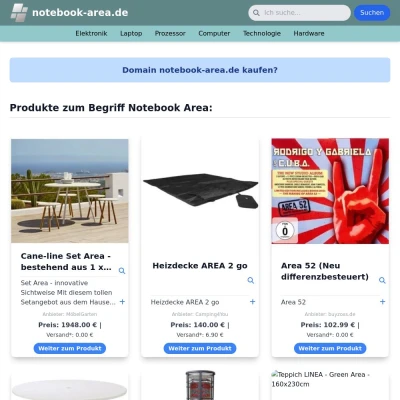 Screenshot notebook-area.de