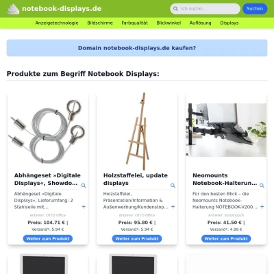 Screenshot notebook-displays.de