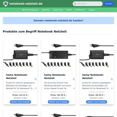 Screenshot notebook-netzteil.de
