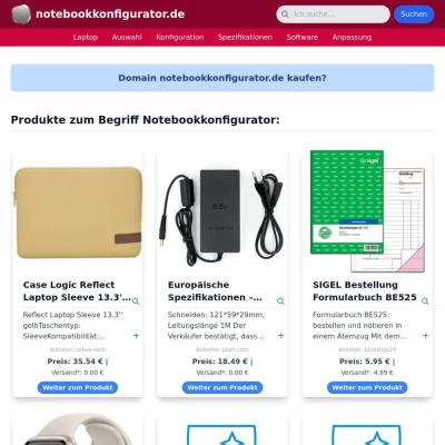 Screenshot notebookkonfigurator.de