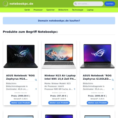Screenshot notebookpc.de