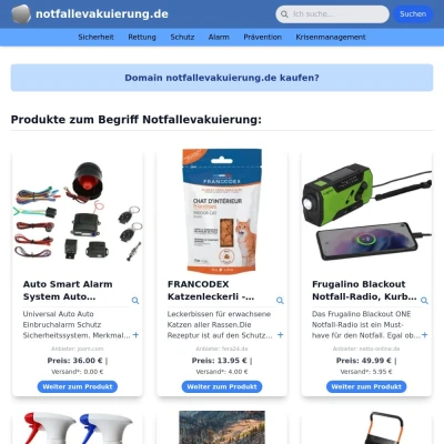 Screenshot notfallevakuierung.de