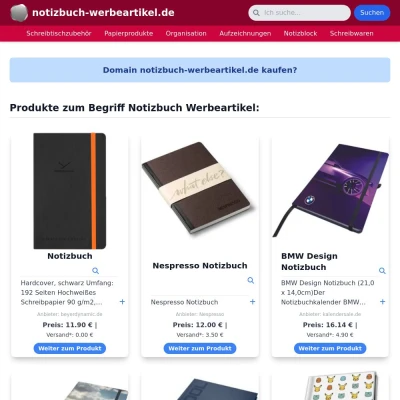 Screenshot notizbuch-werbeartikel.de
