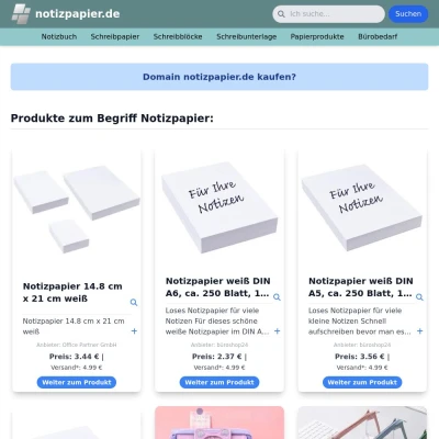 Screenshot notizpapier.de