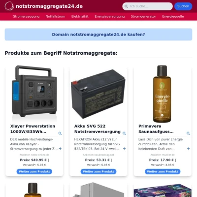 Screenshot notstromaggregate24.de